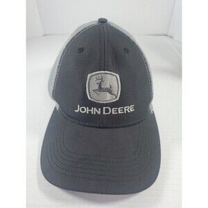John Deere trucker men's hat dark gray cap with elastic back, light‎ gray mesh